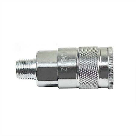 Interstate Pneumatics 3/8 Inch x 1/4 Inch MPT Auto Steel Coupler Reducer - Silver CA641Z